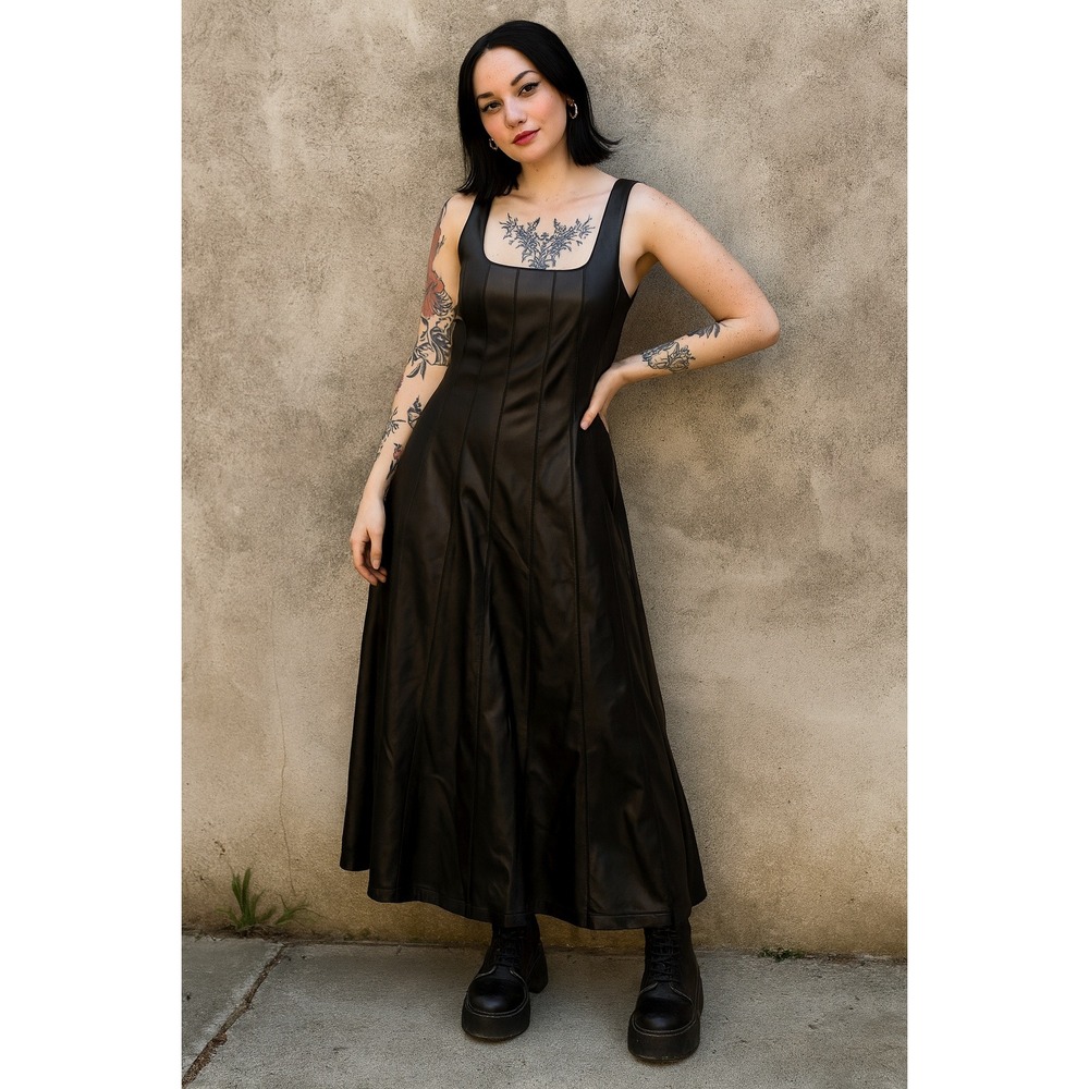 7 For All Mankind Black Midi Dress